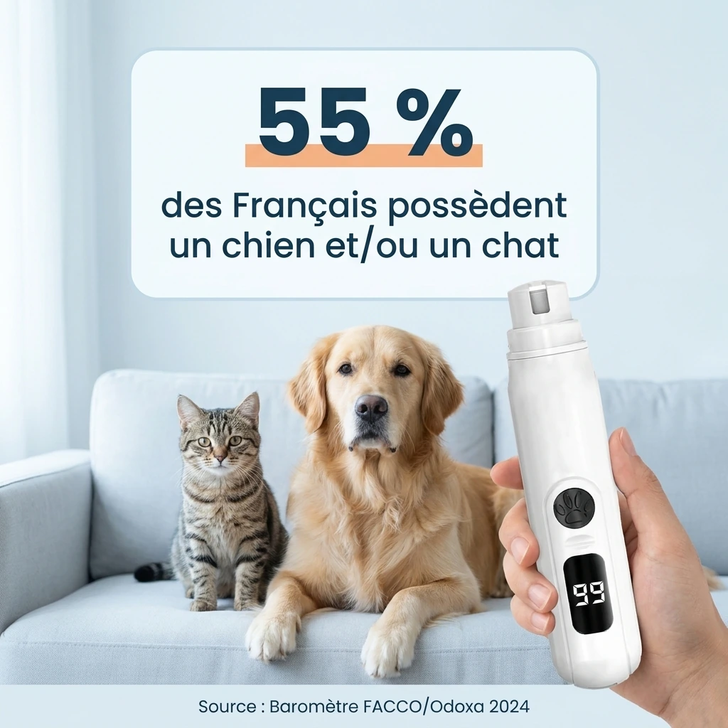Chien et chat avec Lime Pro ; 55 % des Français possèdent un chien ou un chat, source FACCO/Odoxa 2024